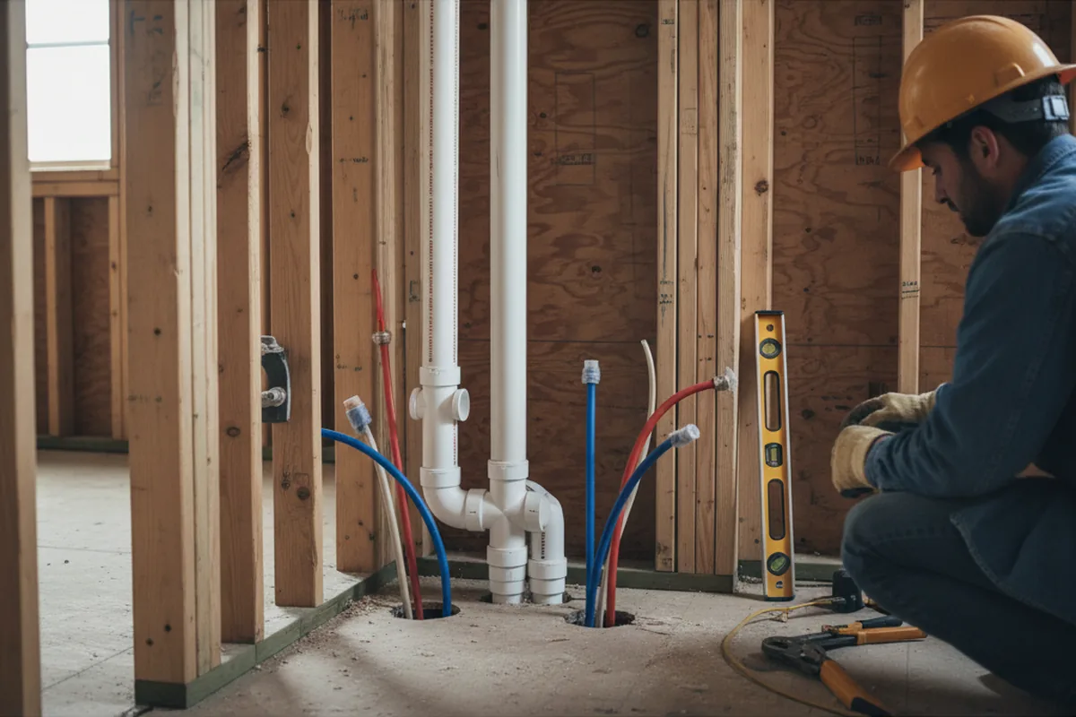 Drain and supply rough-in during Drain Cleaning in Dresher