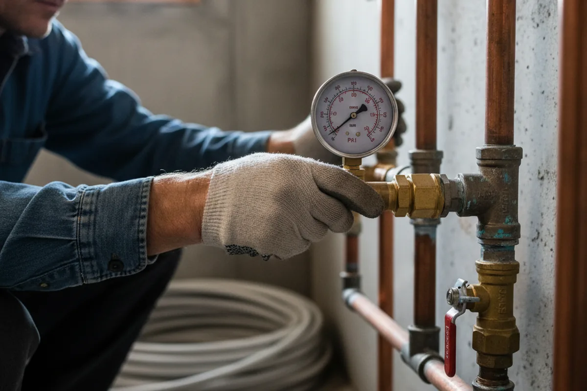 Pressure testing a repaired line during Water Line Repair in Dresher